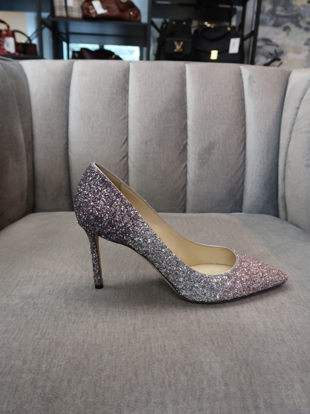 Jimmy Choo Glitter Ombre Pointed-Toe Stiletto Pump - Pink & Gray